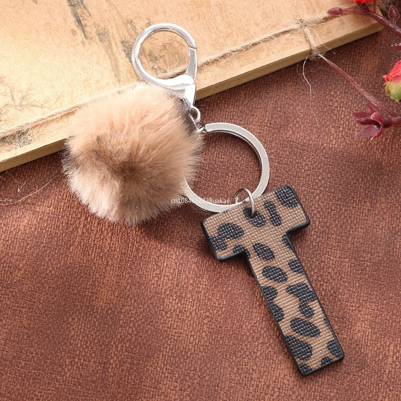 Fashion Leopard English Alphab - Monogram Keychain Leather avaliação e preço