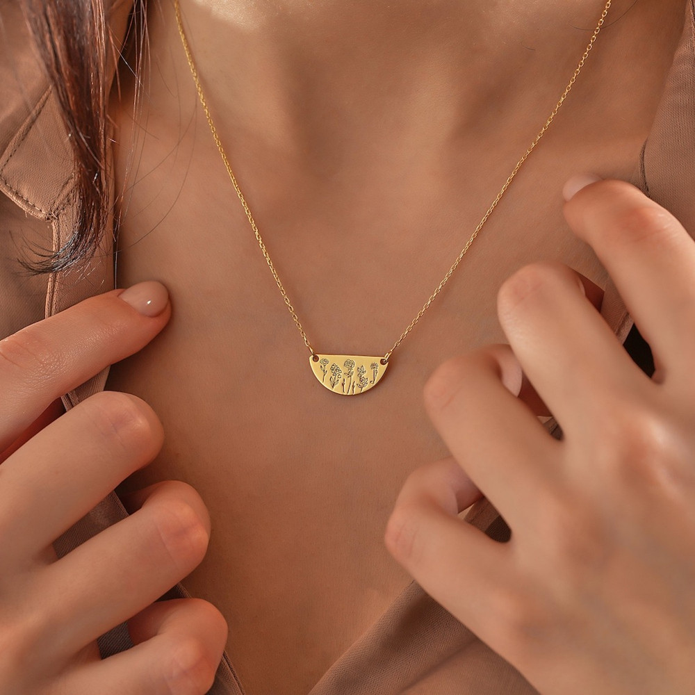 Custom Birth Month Flower Neck - Birth Flower Necklace avaliação e preço