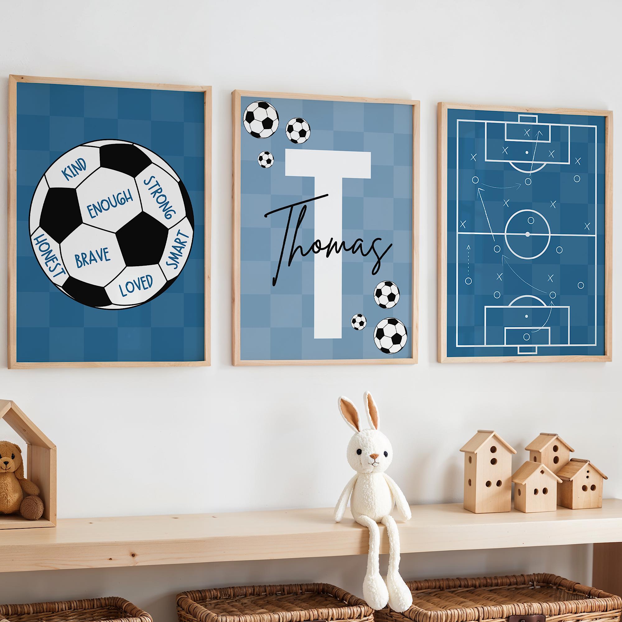 Custom Soccer Wall Art Set Aff - Personalized Name Box avaliação e preço