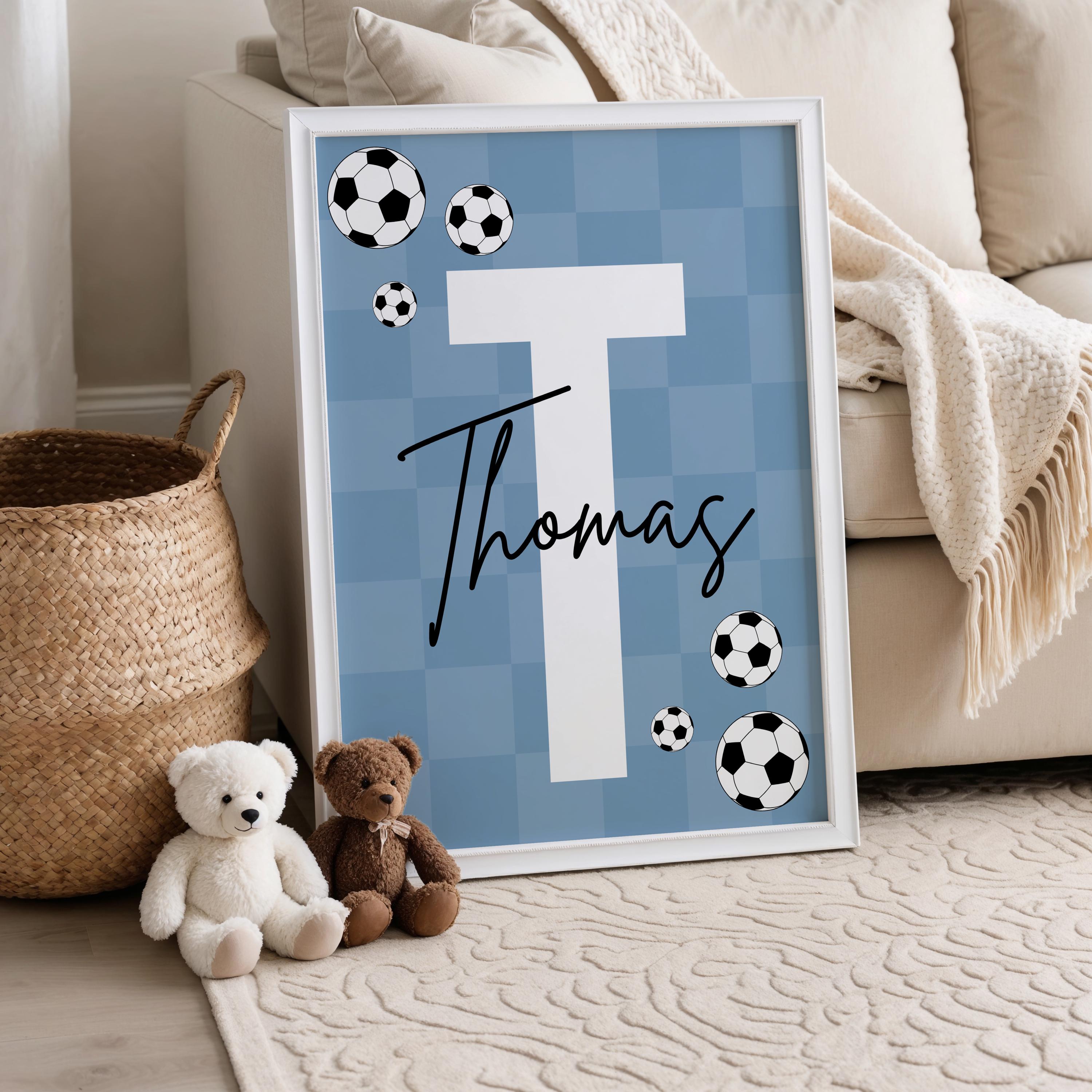 Custom Soccer Wall Art Set Aff - Personalized Name Box avaliação e preço