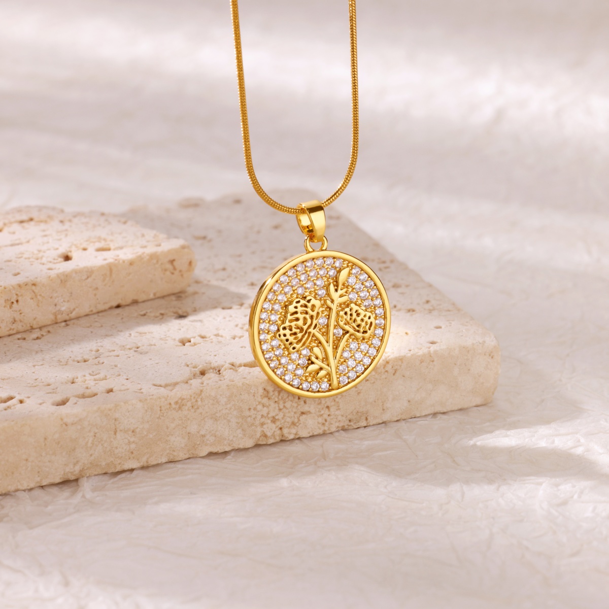 Zircon Flower Necklaces For Wo - Birth Flower Necklace avaliação e preço