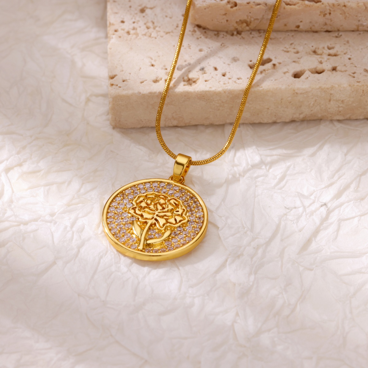 Zircon Flower Necklaces For Wo - Birth Flower Necklace avaliação e preço