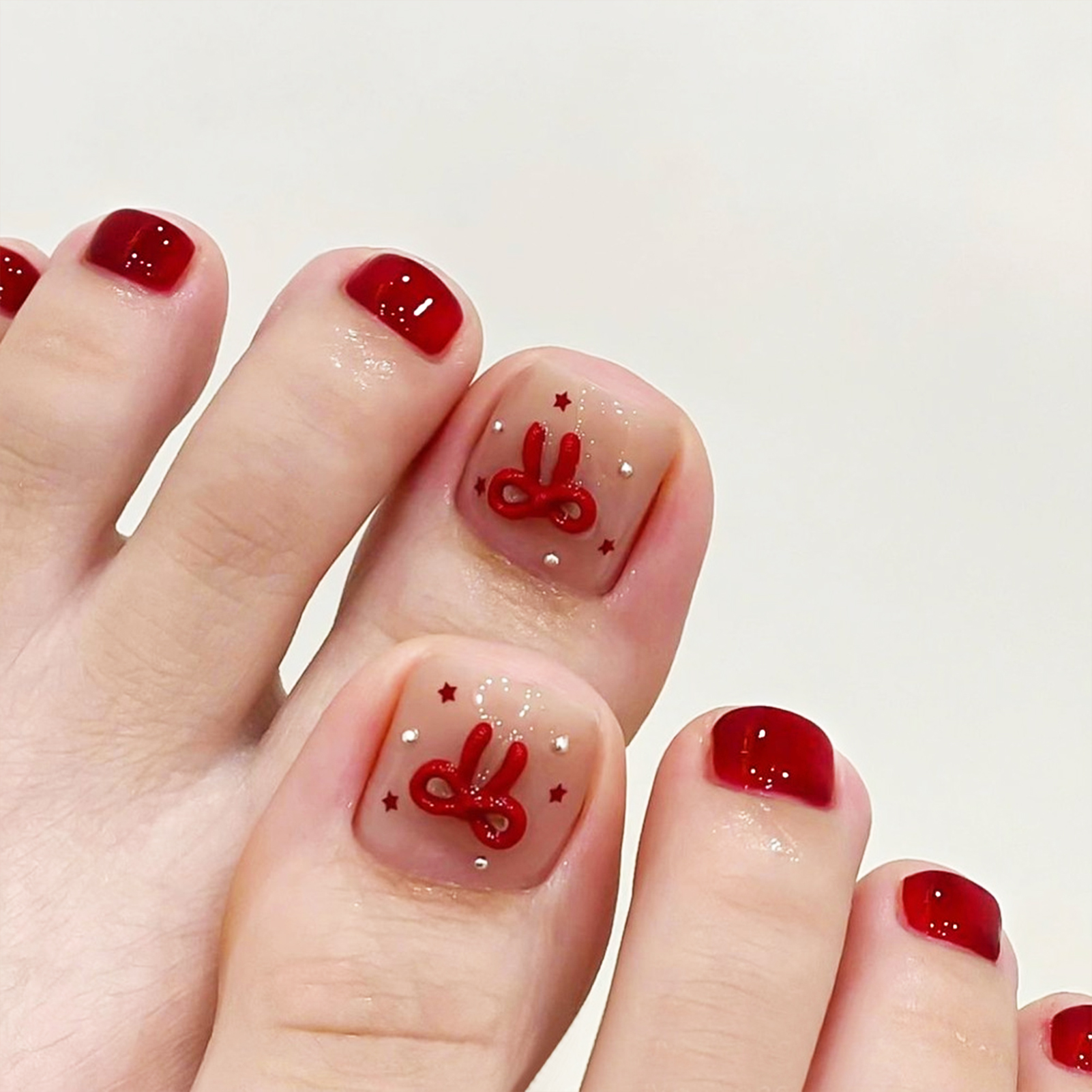 Nude Pink Color Fake Toenails  - Pressed Flower Art avaliação e preço