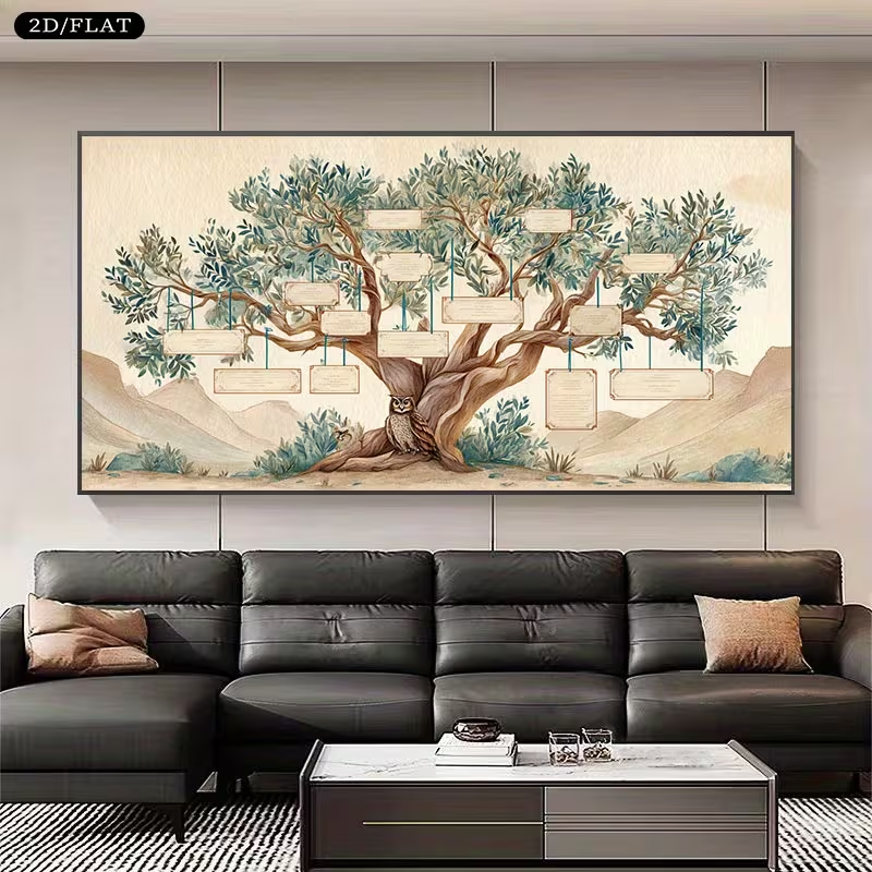 2D Flat, 2D Flat, Large Canvas - Family Tree Print avaliação e preço