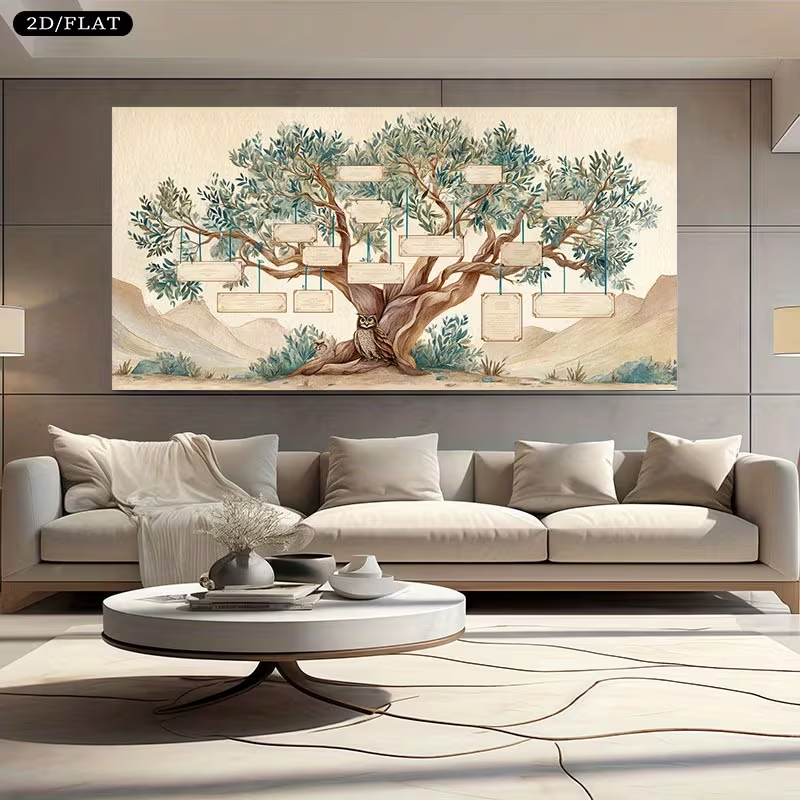 2D Flat, 2D Flat, Large Canvas - Family Tree Print avaliação e preço