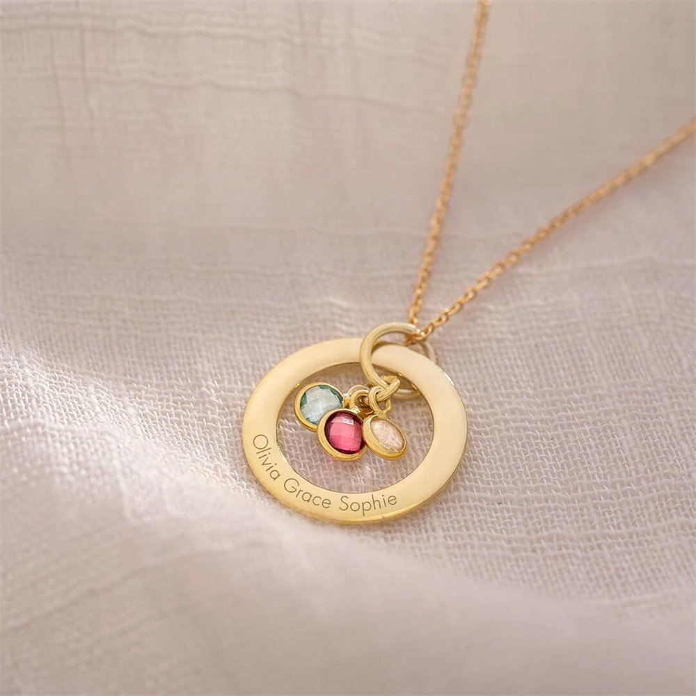 Custom Birthstone Eternal Ring - Birth Flower Necklace avaliação e preço