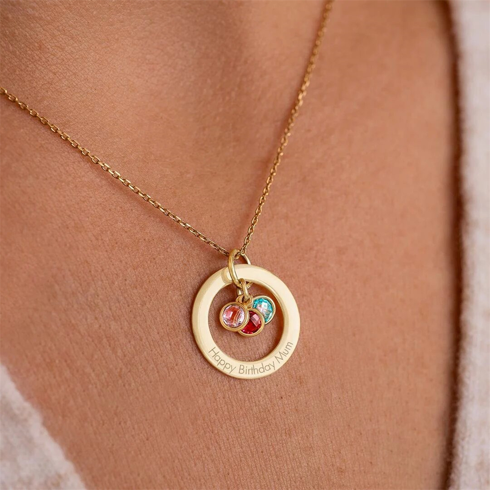 Custom Birthstone Eternal Ring - Birth Flower Necklace avaliação e preço
