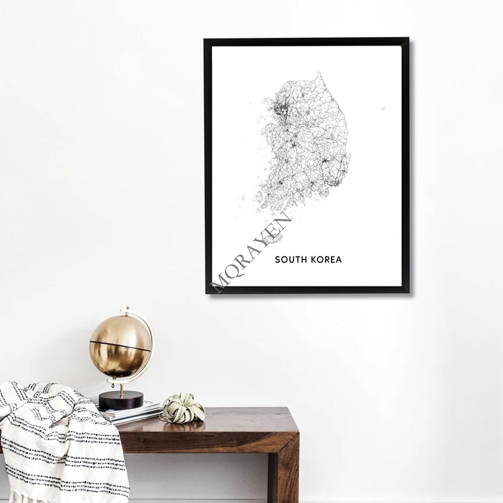 South Korea Map Black and Whit - Custom Star Map avaliação e preço