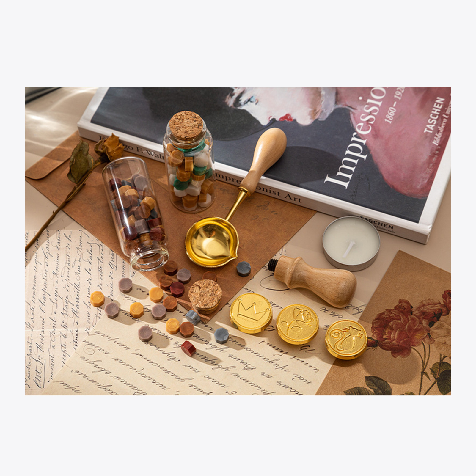 【HOT】Wax Seal Stamp Kit with 3 - Wax Seal Letter Kit avaliação e preço