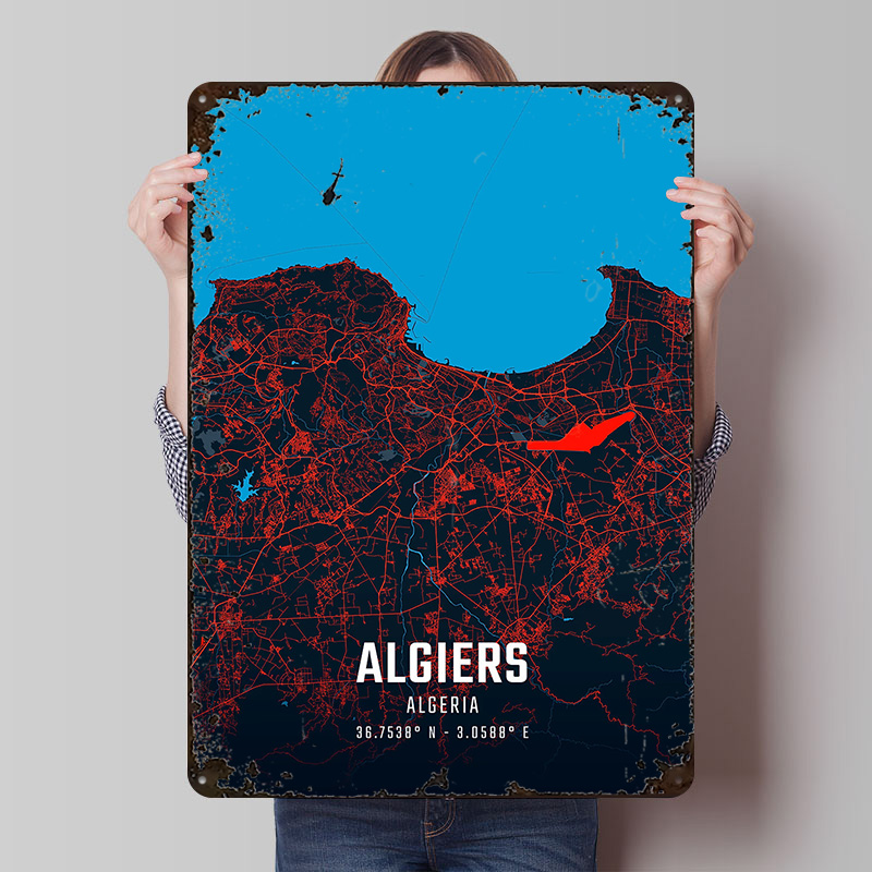 Algiers City Map Metal Poster  - Custom Map Poster avaliação e preço