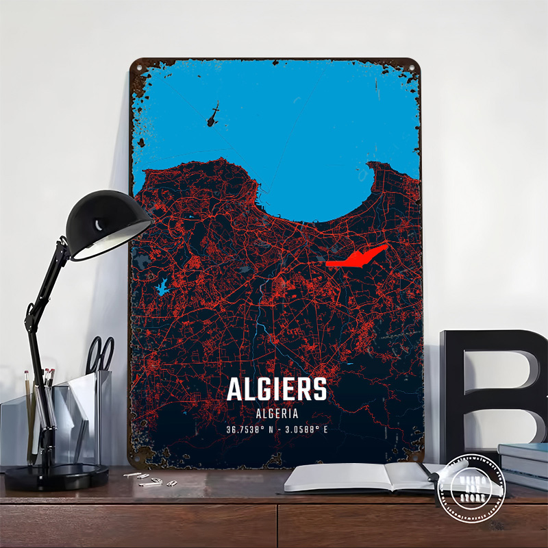 Algiers City Map Metal Poster  - Custom Map Poster avaliação e preço