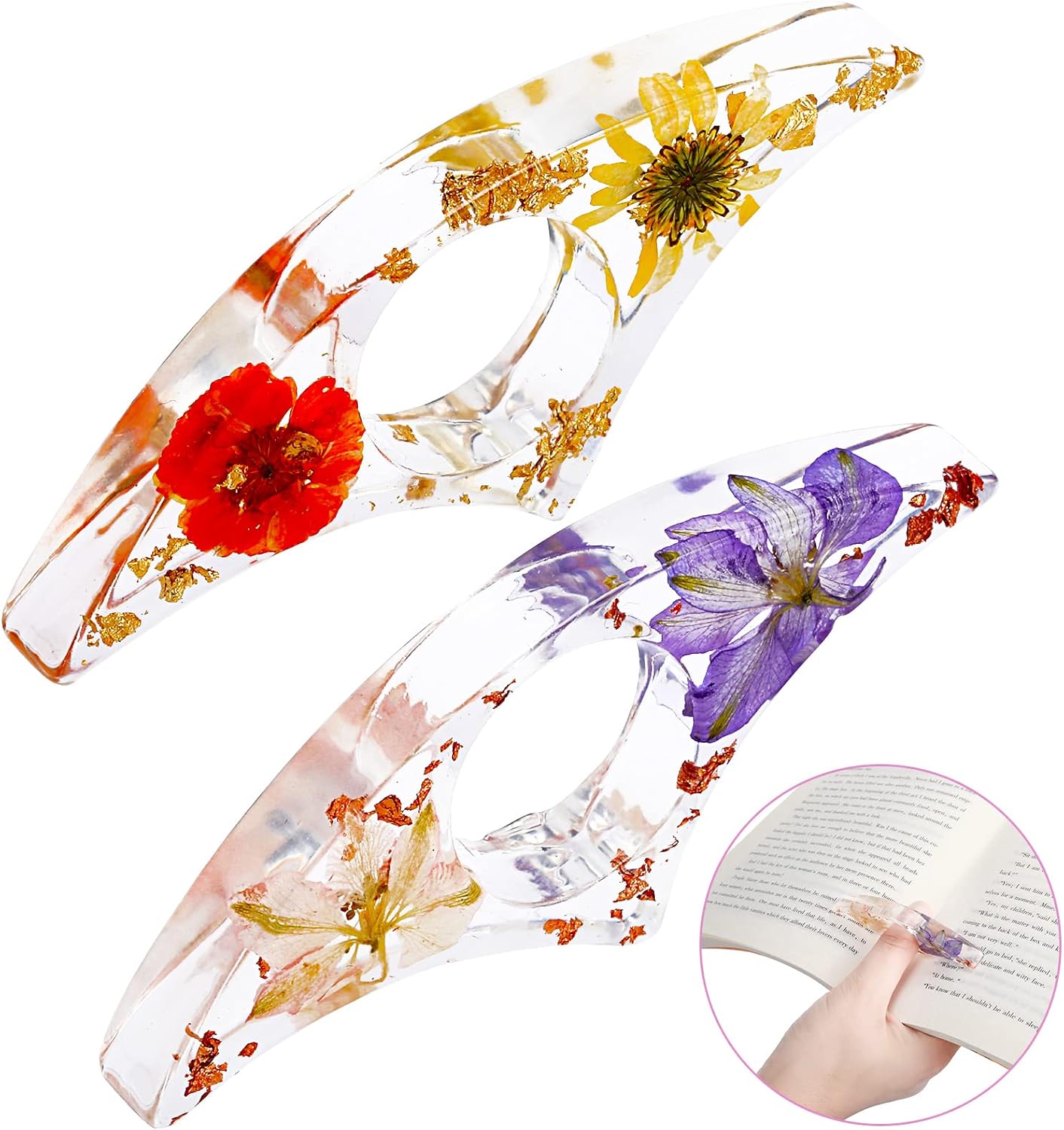 2 Pcs Dried Flower Resin Book  - Dried Flower Bookmark avaliação e preço