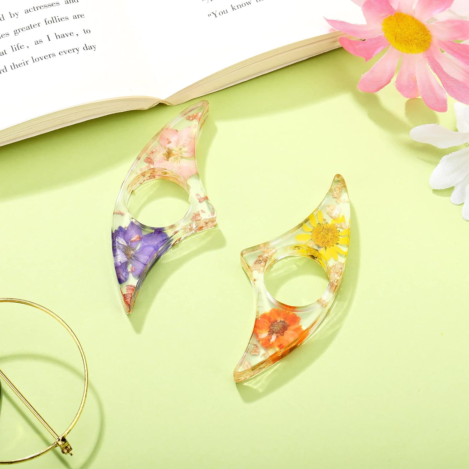 2 Pcs Dried Flower Resin Book  - Dried Flower Bookmark avaliação e preço