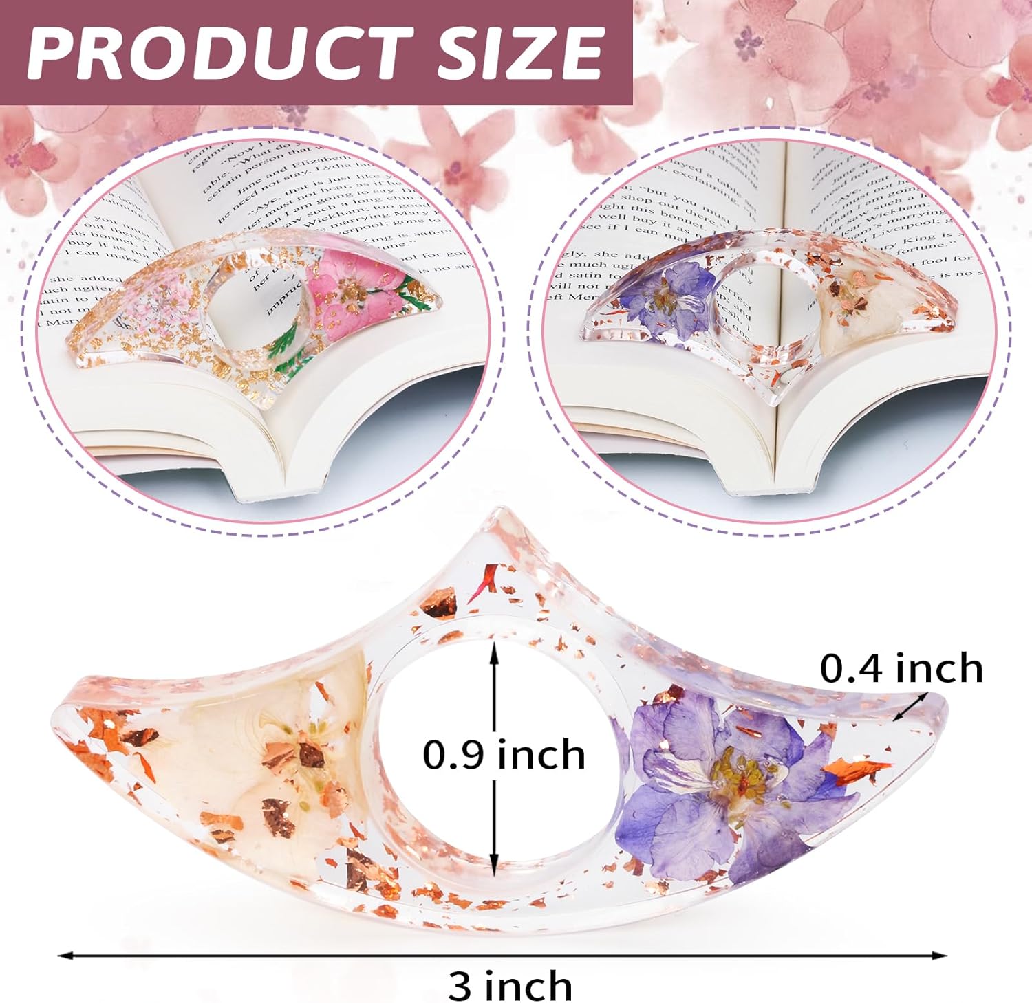 2PCS Thumb Book Page Holder, H - Dried Flower Bookmark avaliação e preço