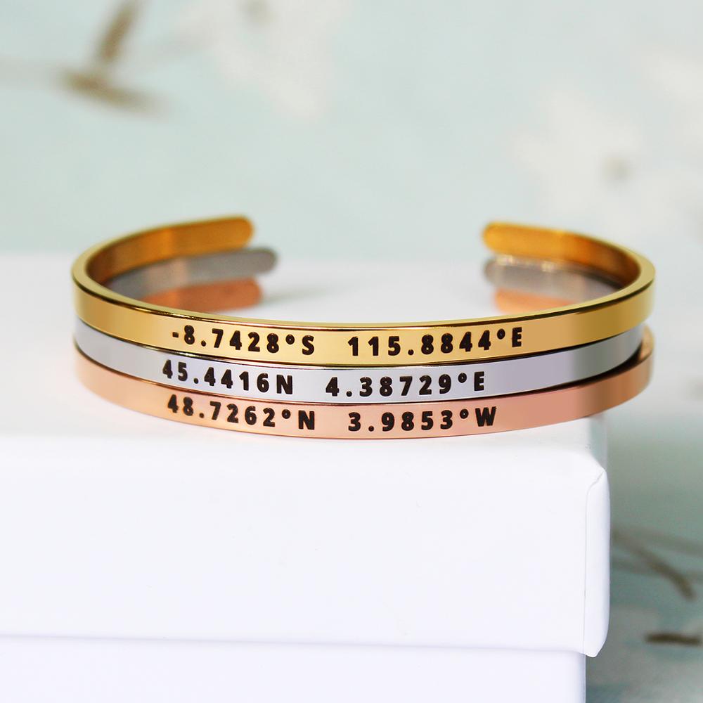4mm Width Custom Coordinates B - Coordinates Bracelet avaliação e preço