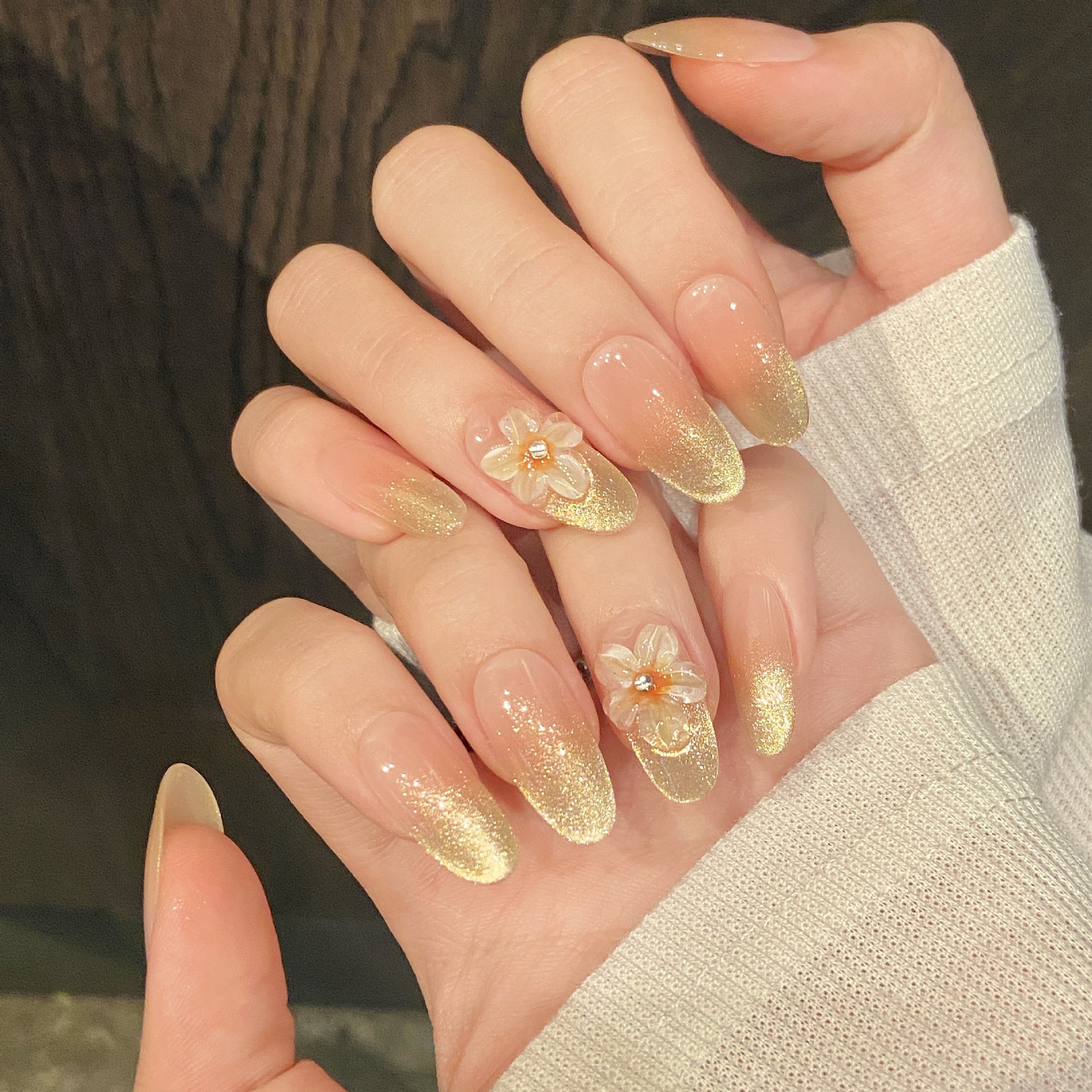 10pcs Handmade Press on Nails  - Pressed Flower Art avaliação e preço