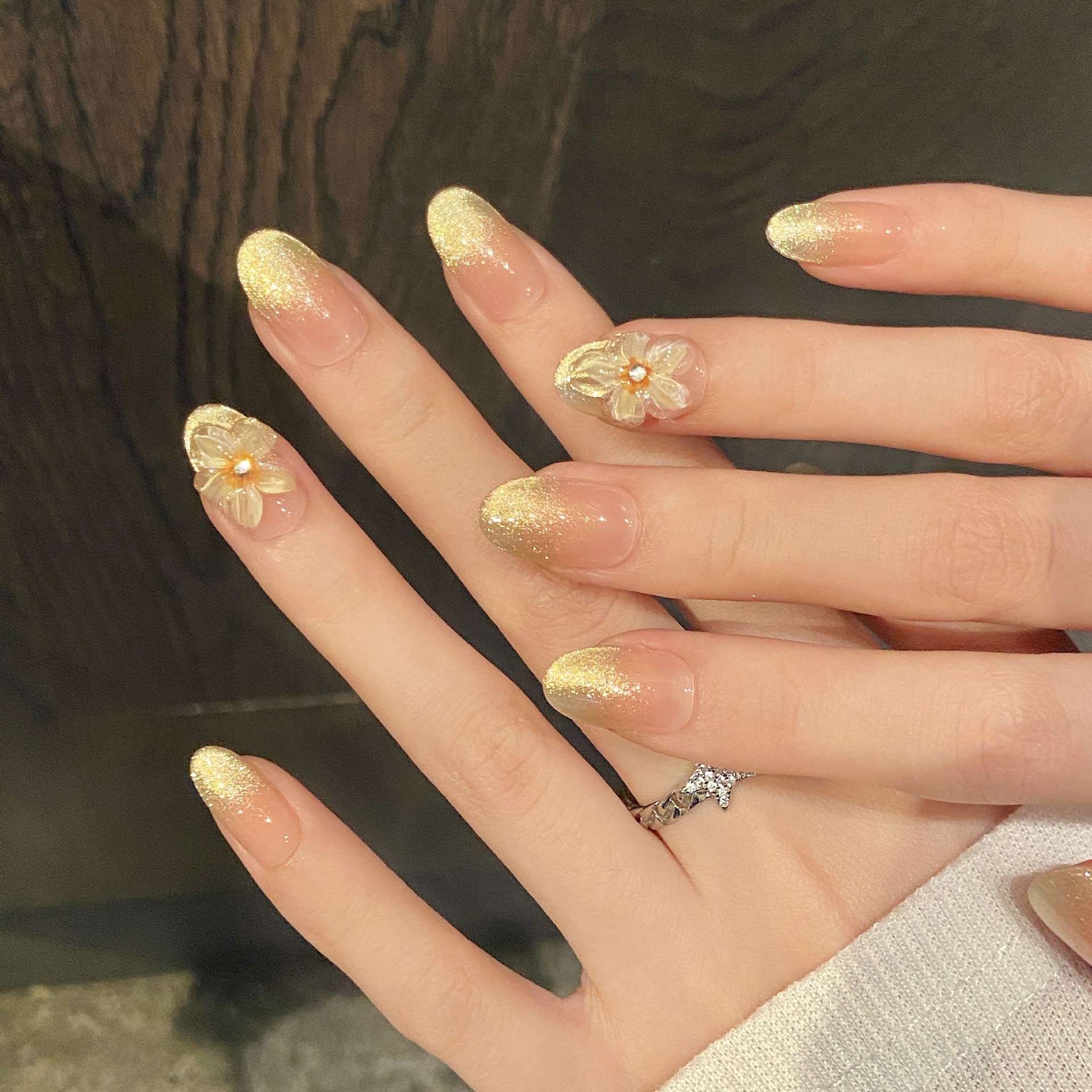 10pcs Handmade Press on Nails  - Pressed Flower Art avaliação e preço
