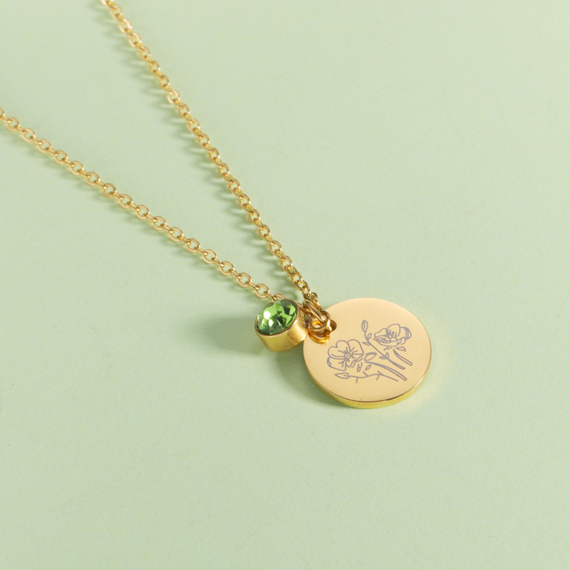 Crystal Birthstone Necklace fo - Birth Flower Necklace avaliação e preço