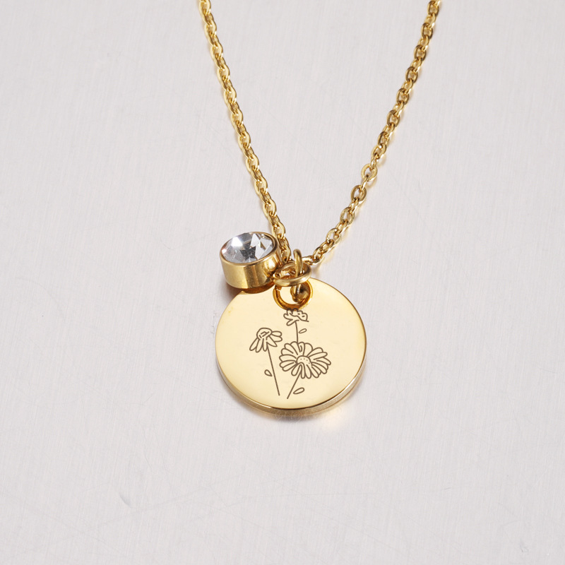 Crystal Birthstone Necklace fo - Birth Flower Necklace avaliação e preço