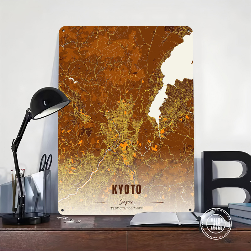 Kyoto Japan Map Art Metal Post - Custom Map Poster avaliação e preço