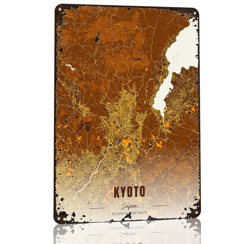 Kyoto Japan Map Art Metal Post - Custom Map Poster avaliação e preço