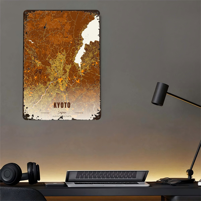 Kyoto Japan Map Art Metal Post - Custom Map Poster avaliação e preço