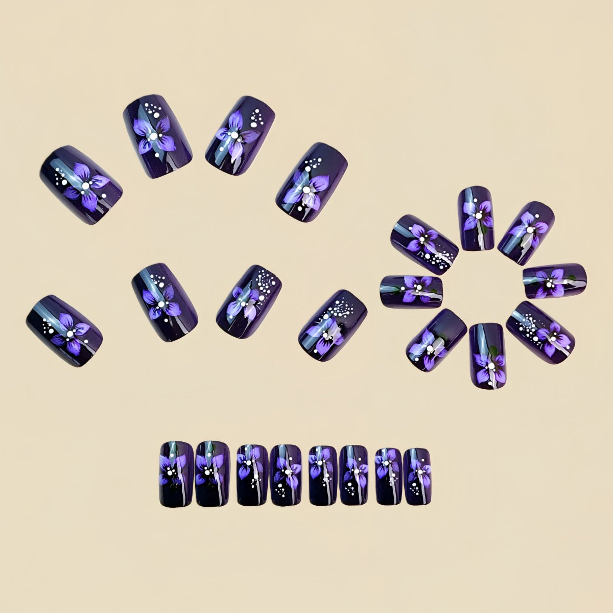 Medium square fake nails for w - Pressed Flower Art avaliação e preço