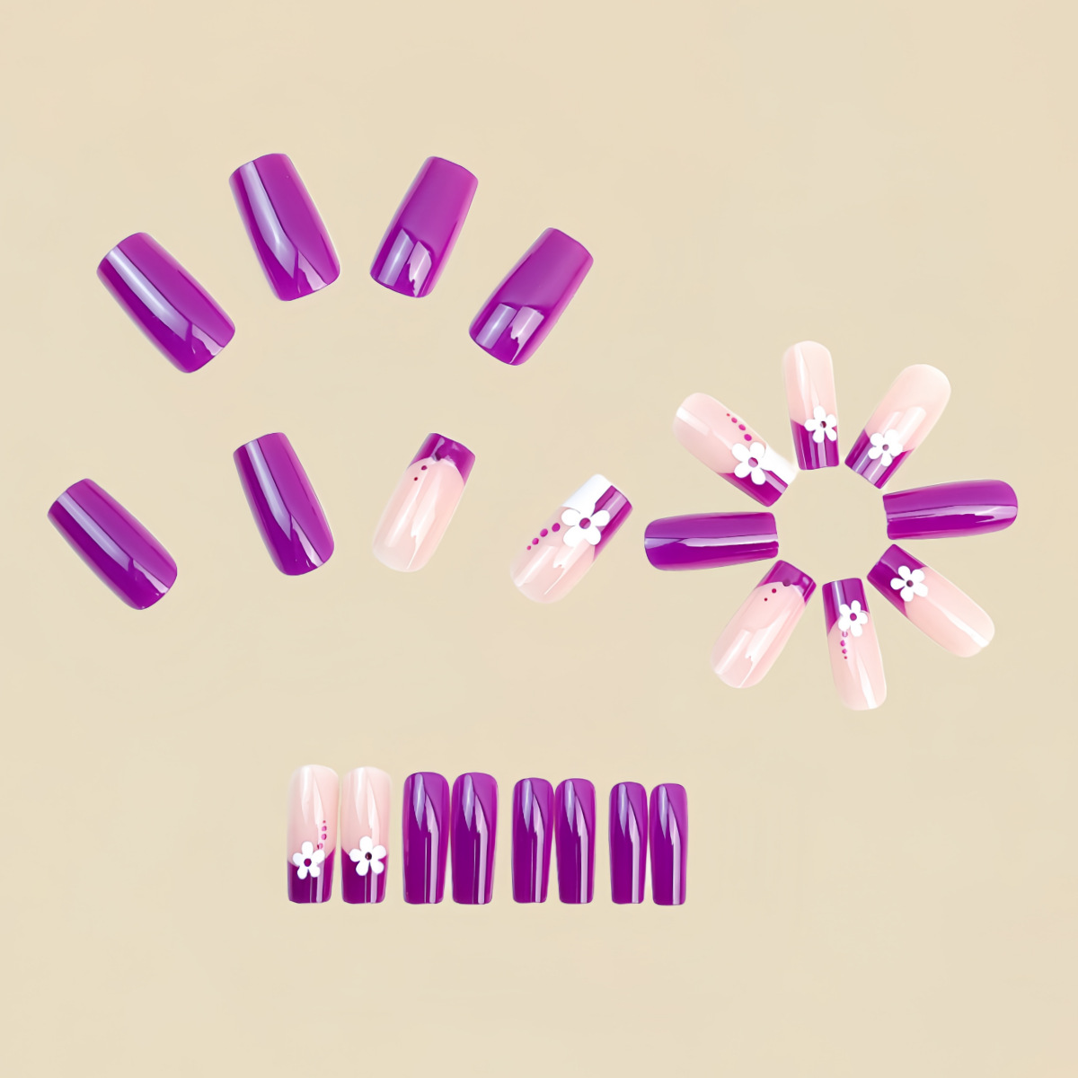 Medium square fake nails for w - Pressed Flower Art avaliação e preço