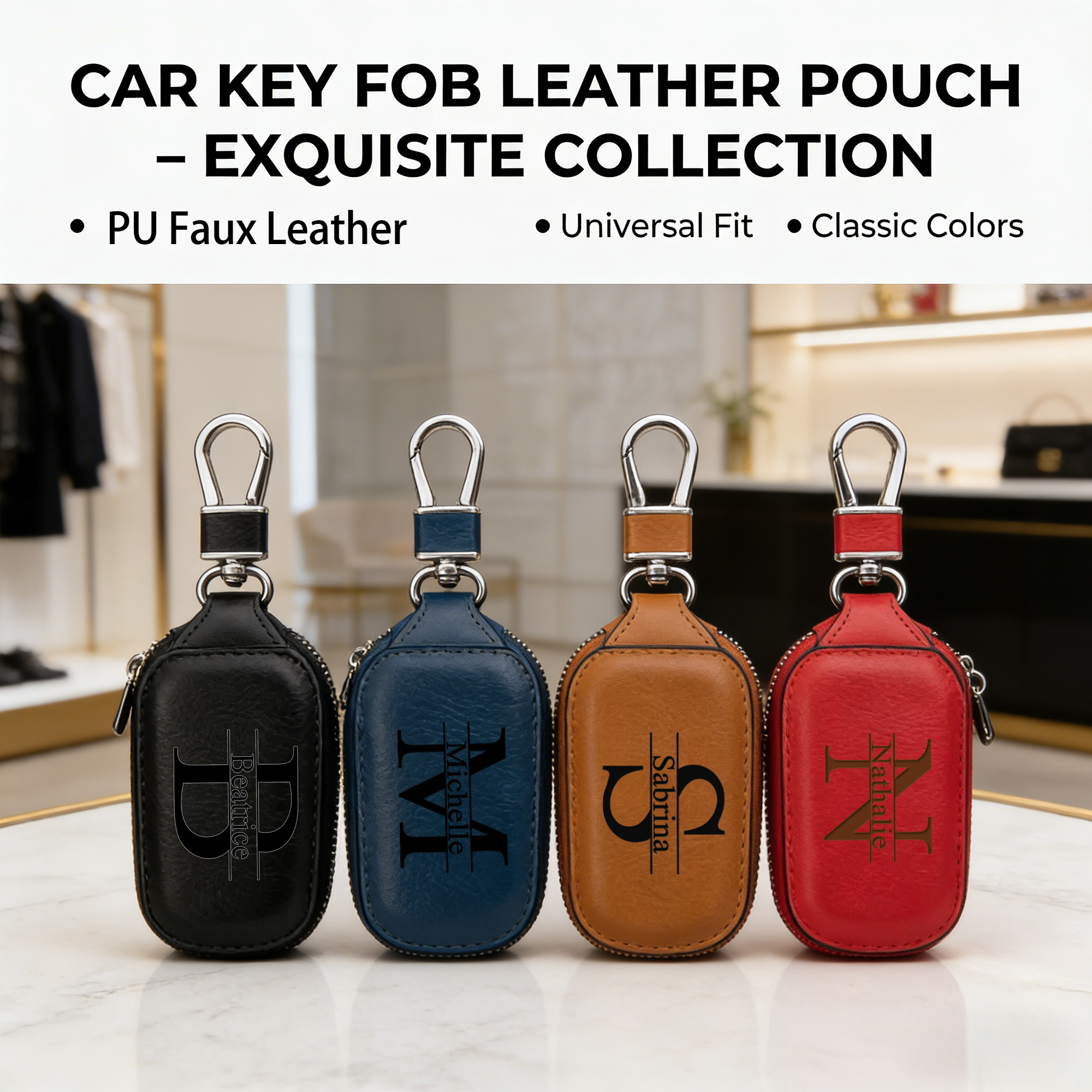 Personalized Custom Zipper Key - Monogram Keychain Leather avaliação e preço