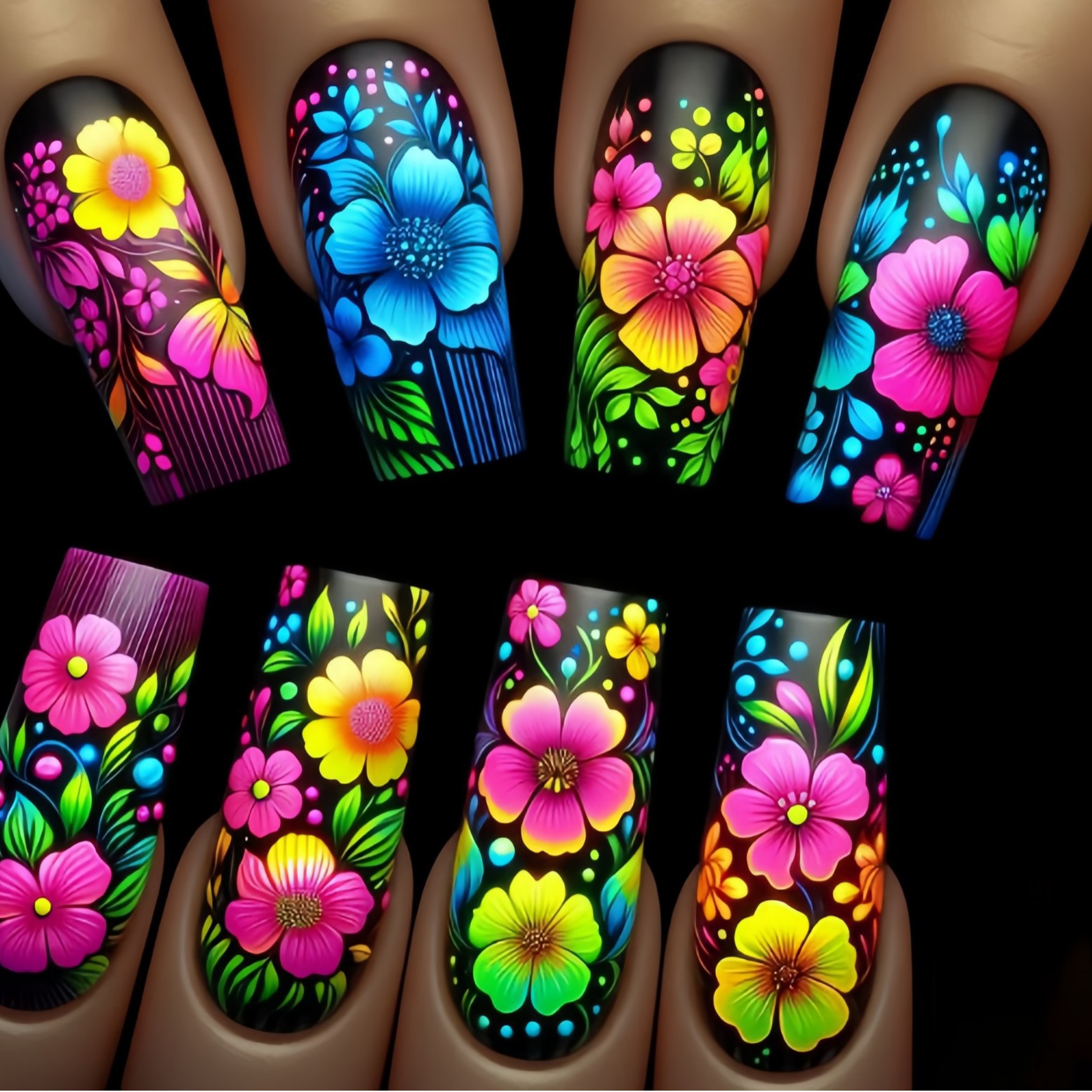 Medium long fake nails gradien - Pressed Flower Art avaliação e preço