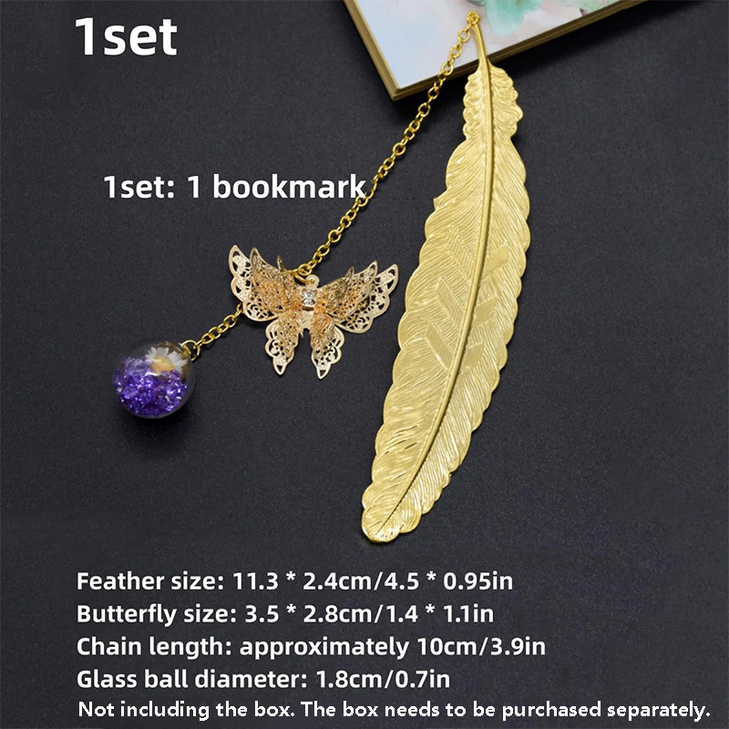 1pc Chinese Style Metal Feathe - Dried Flower Bookmark avaliação e preço