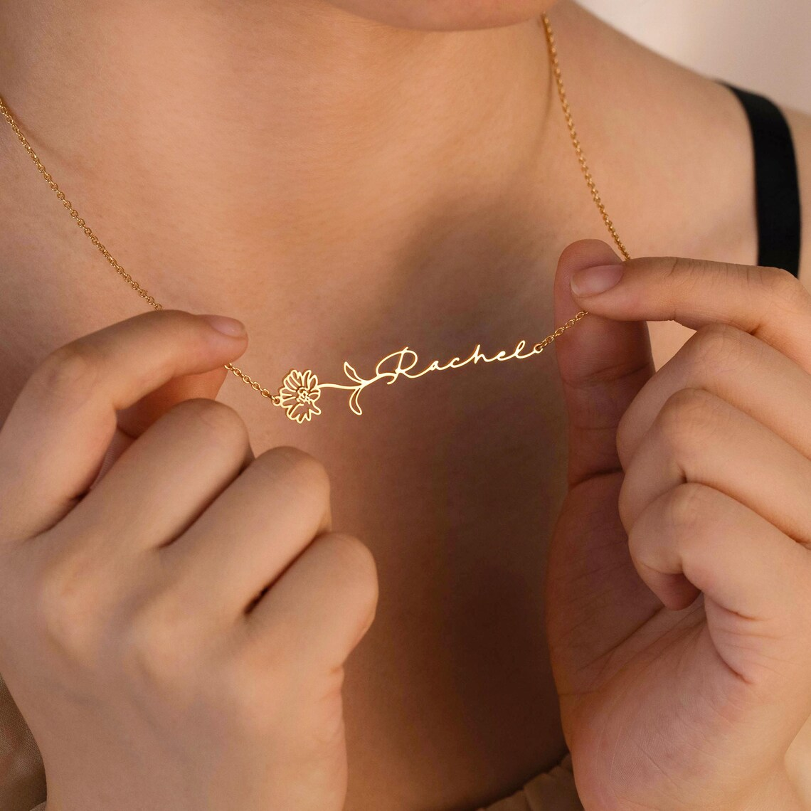 Haiyufly Custom Name Necklace  - Birth Flower Necklace avaliação e preço