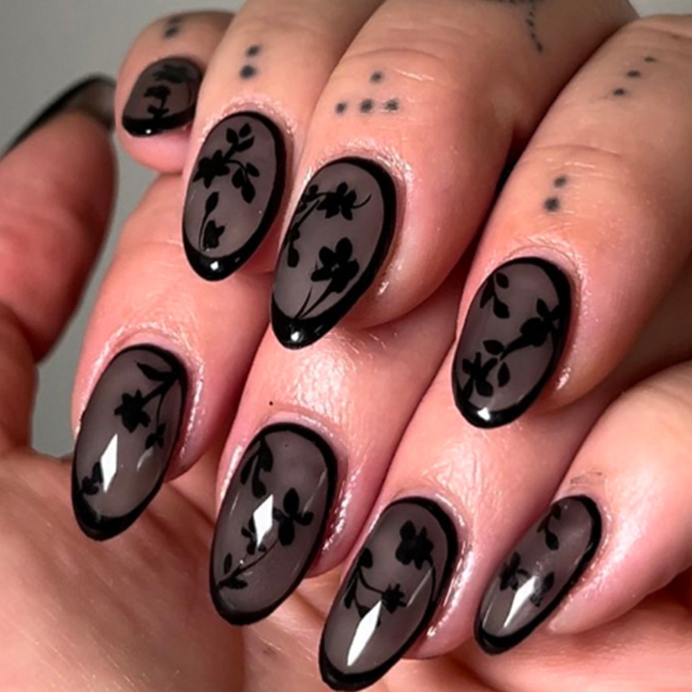 24pcs Leopard Print Brown Nail - Pressed Flower Art avaliação e preço