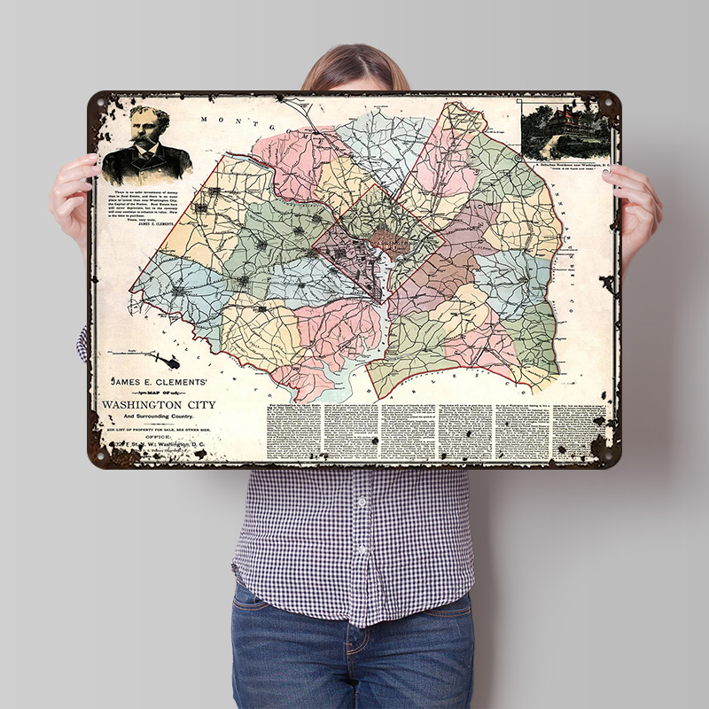 Map of Washington City Printed - Custom Map Poster avaliação e preço