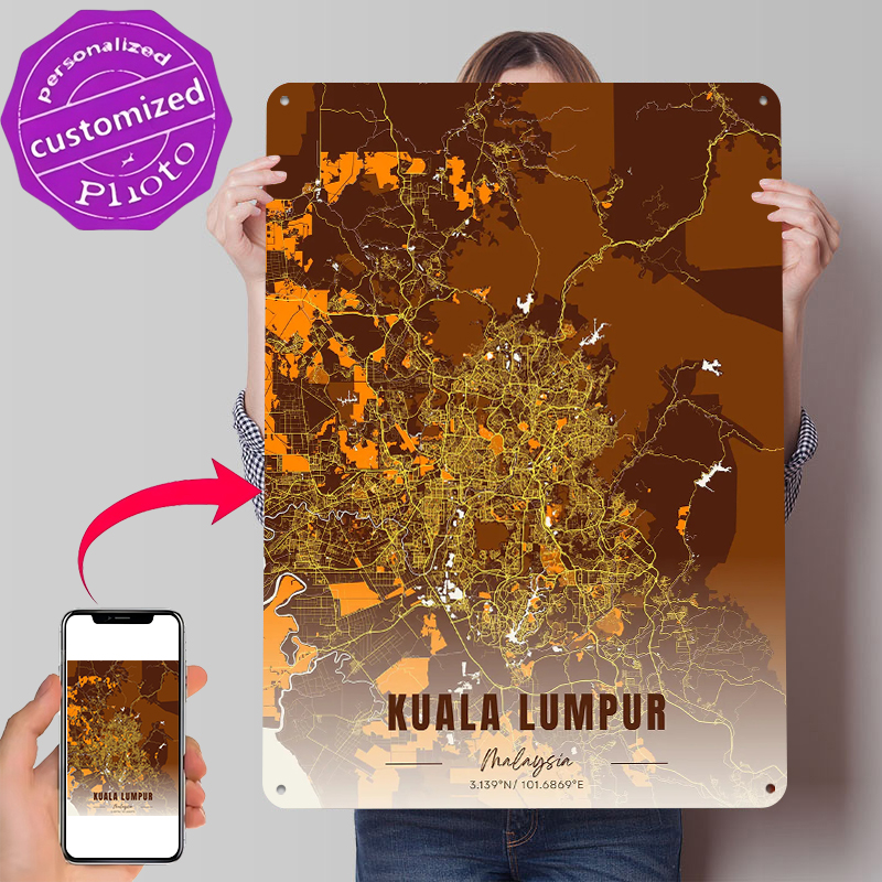Kuala Lumpur Map Art Printed P - Custom Map Poster avaliação e preço