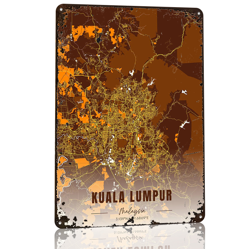 Kuala Lumpur Map Art Printed P - Custom Map Poster avaliação e preço