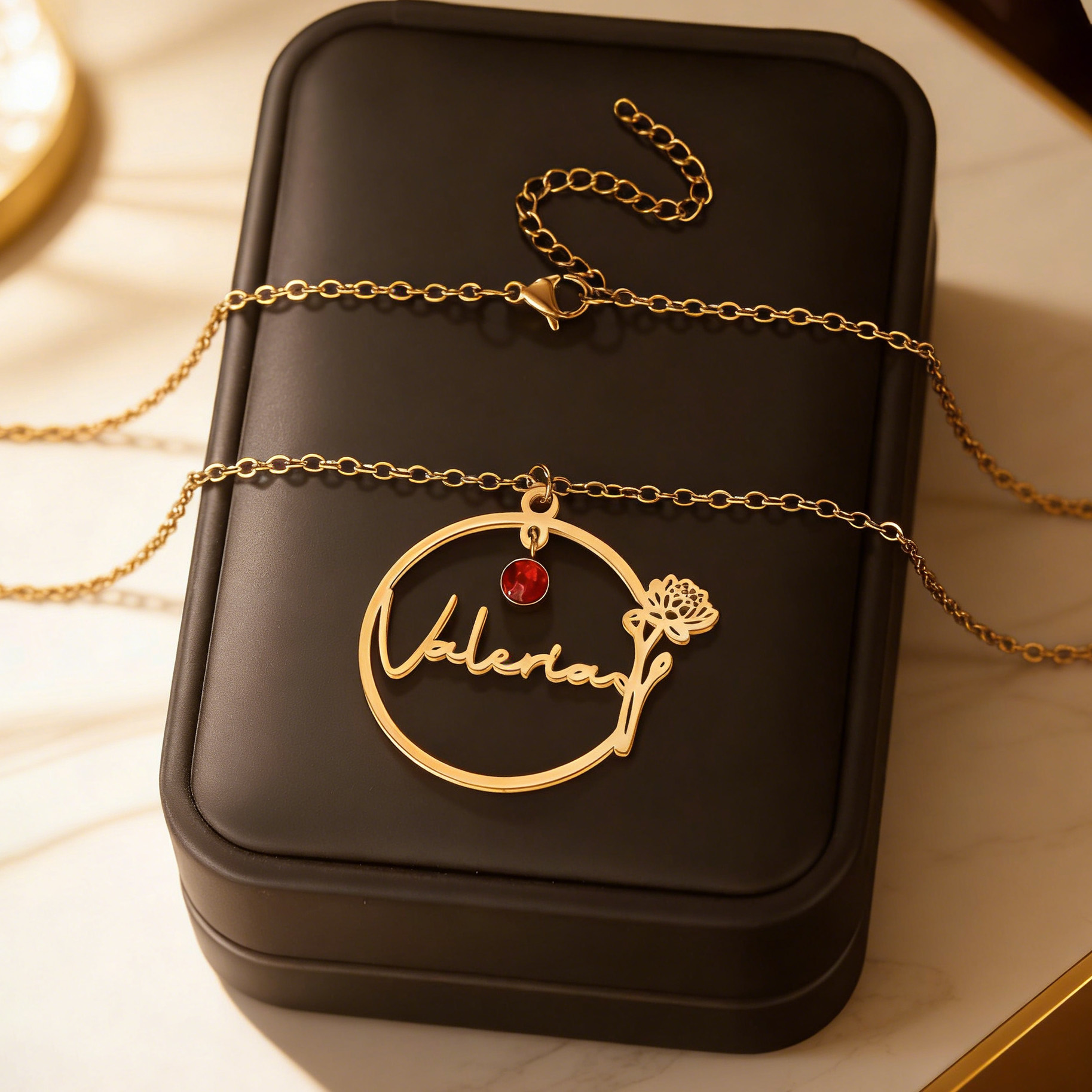 Haiyufly Custom Name Necklace  - Birth Flower Necklace avaliação e preço