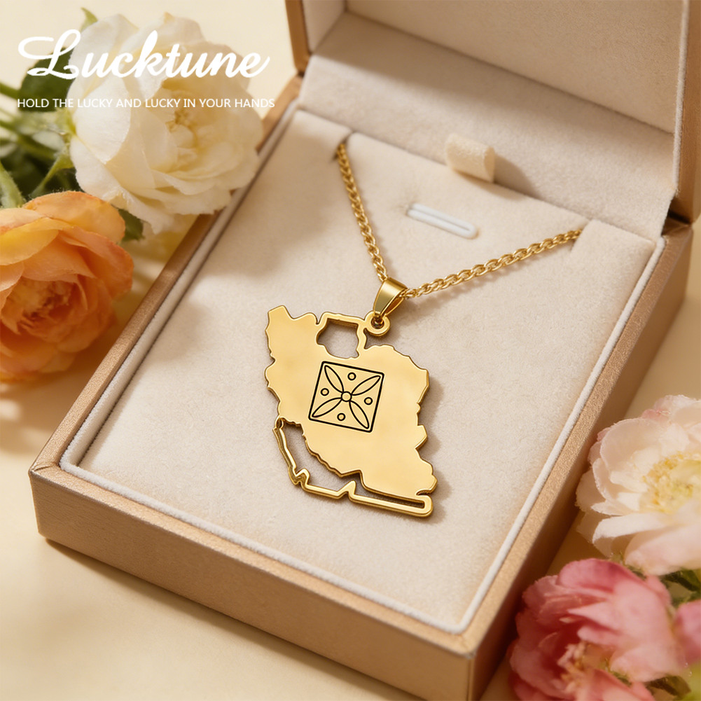 Lucktune Iran Map Pendant Neck - Custom Star Map avaliação e preço