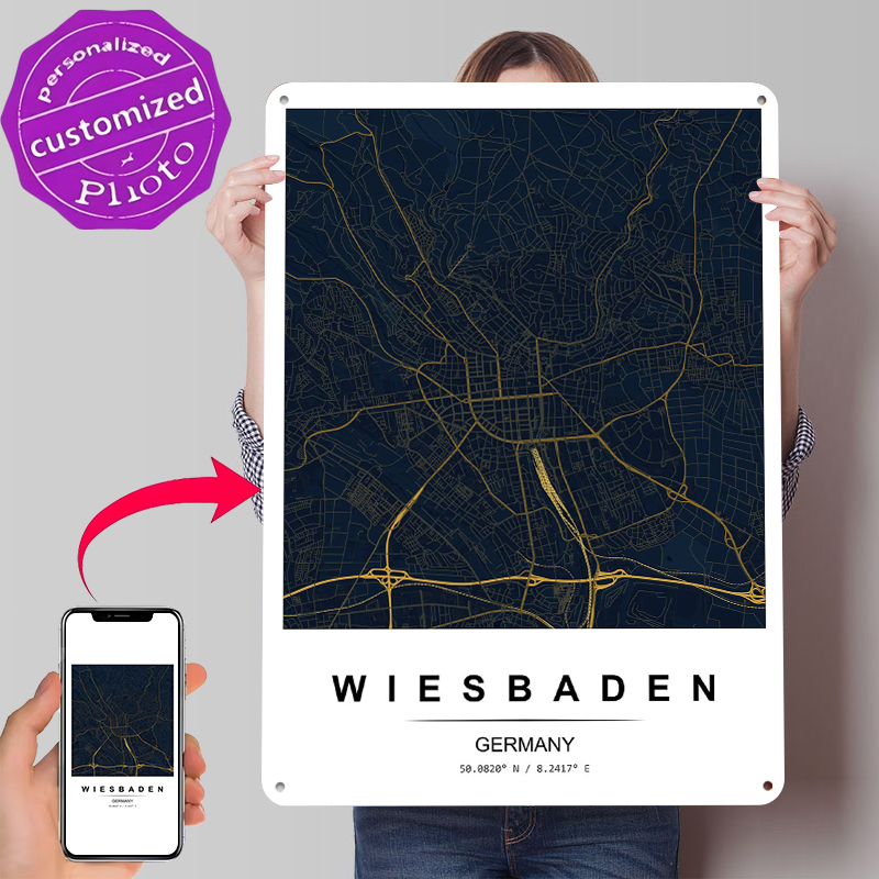 Wiesbaden City Map Printed Pos - Custom Map Poster avaliação e preço