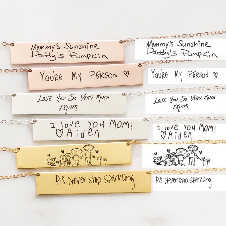Personalized Custom Actual Han - Handwriting Necklace Bar avaliação e preço