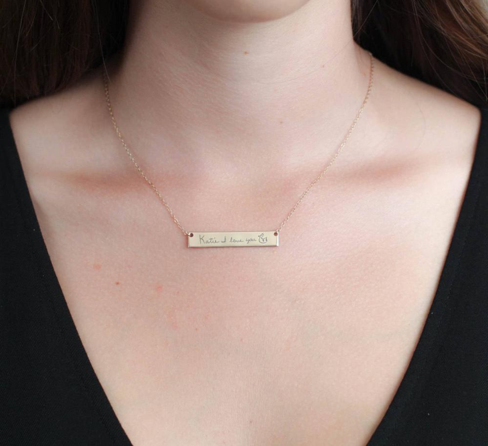 Personalized Custom Actual Han - Handwriting Necklace Bar avaliação e preço