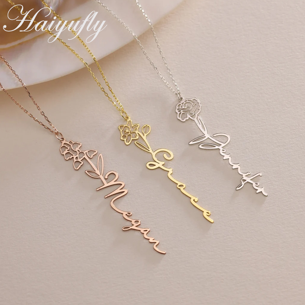 Haiyufly Custom Name Necklace  - Birth Flower Necklace avaliação e preço