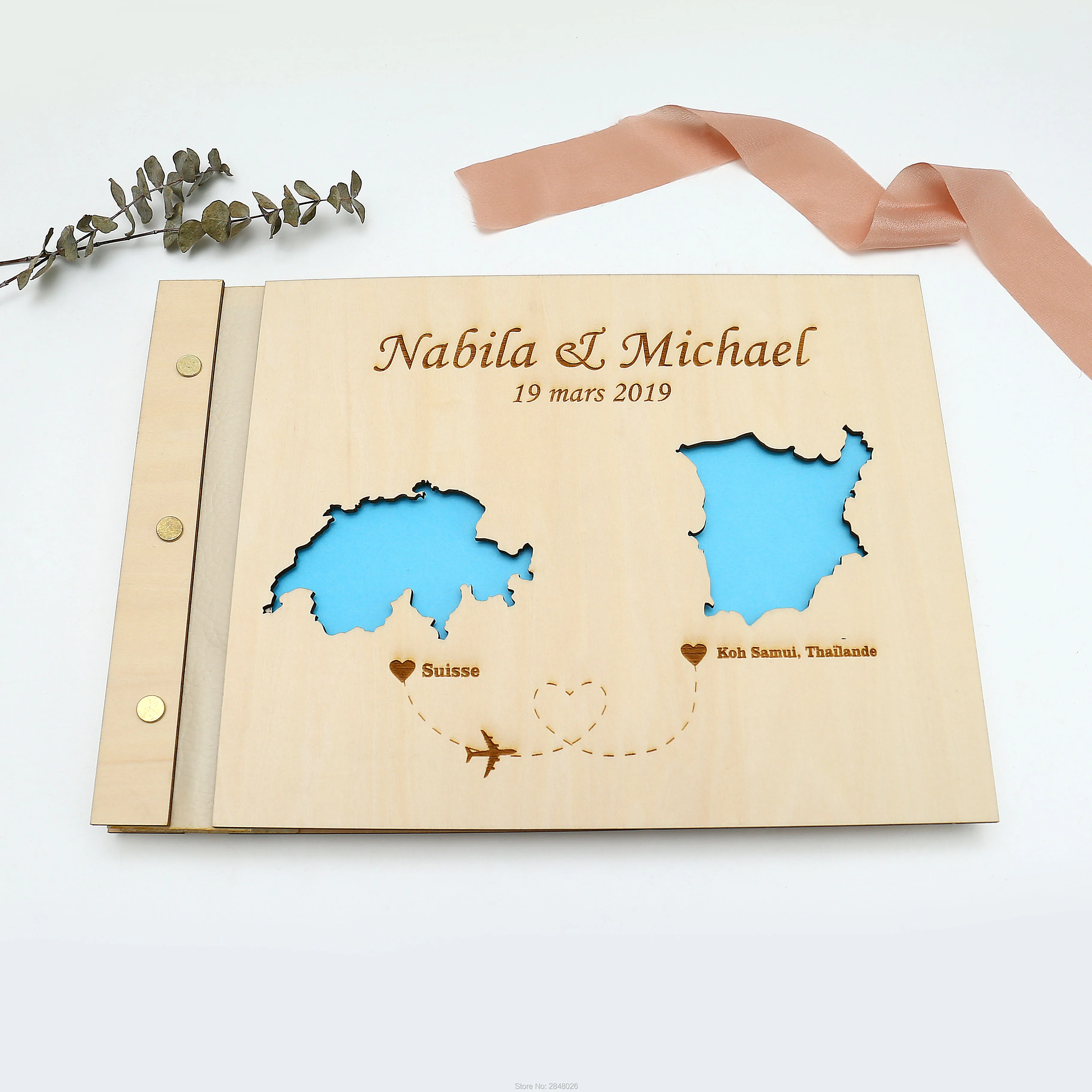 Rustic engraved wedding guestb - Custom Star Map avaliação e preço