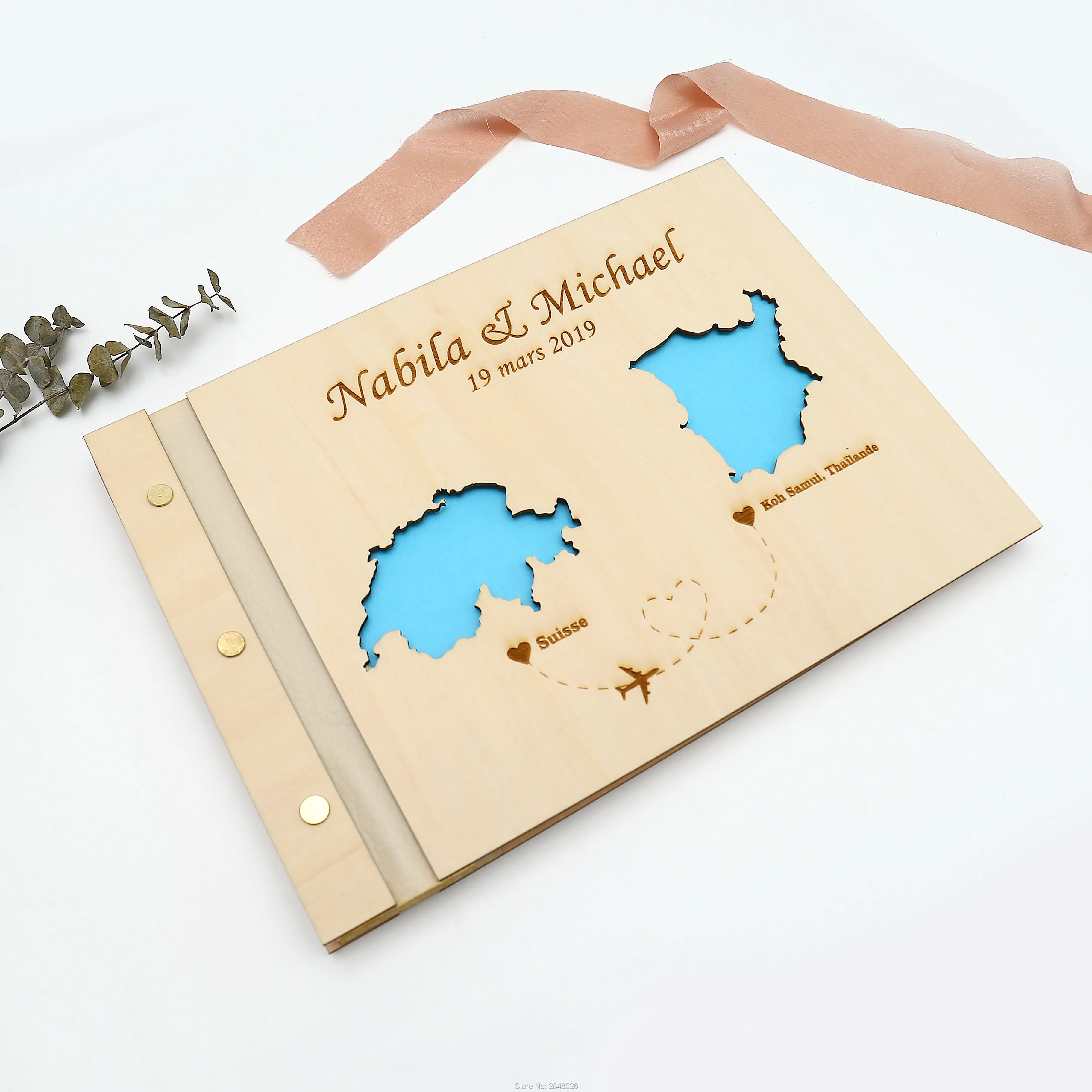 Rustic engraved wedding guestb - Custom Star Map avaliação e preço