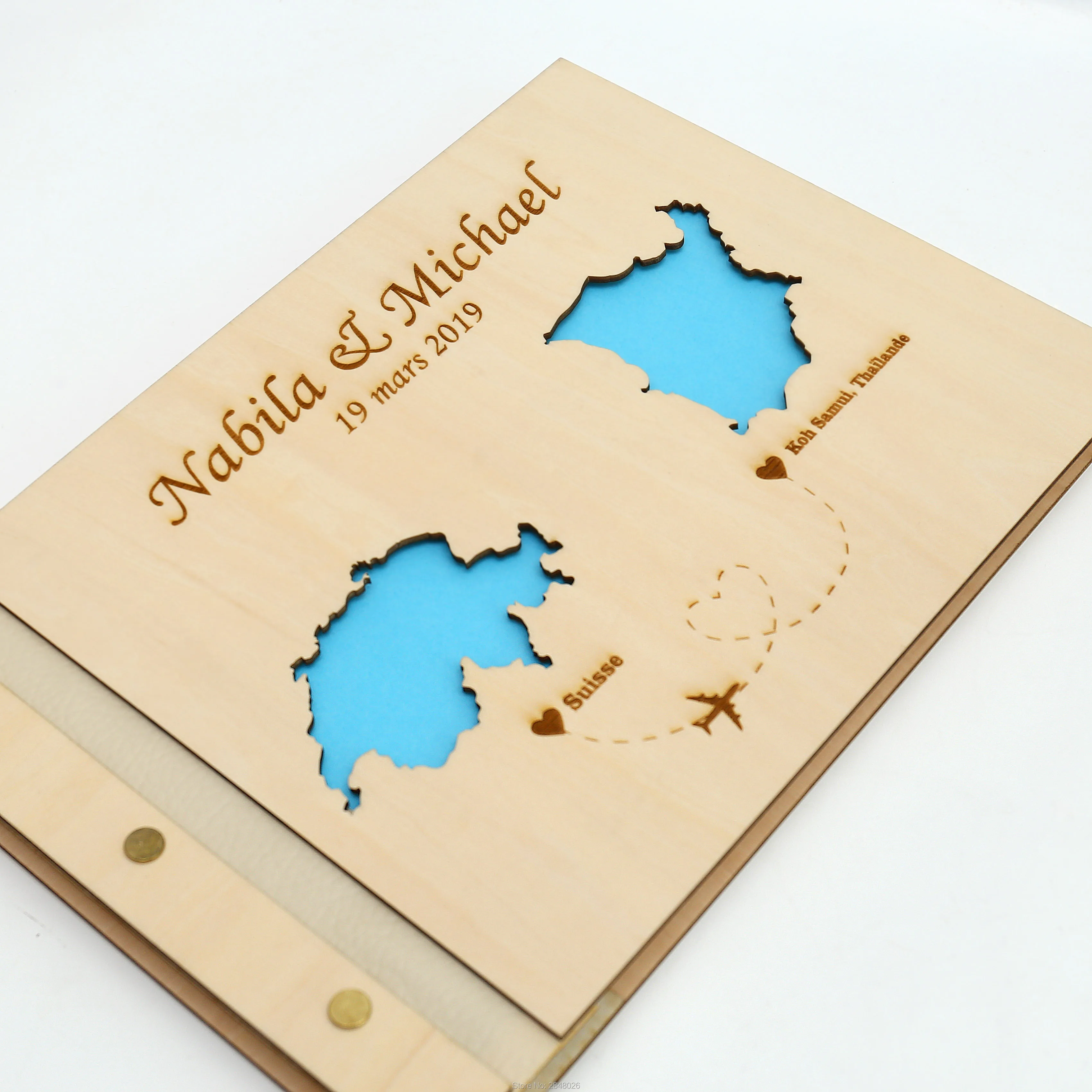 Rustic engraved wedding guestb - Custom Star Map avaliação e preço