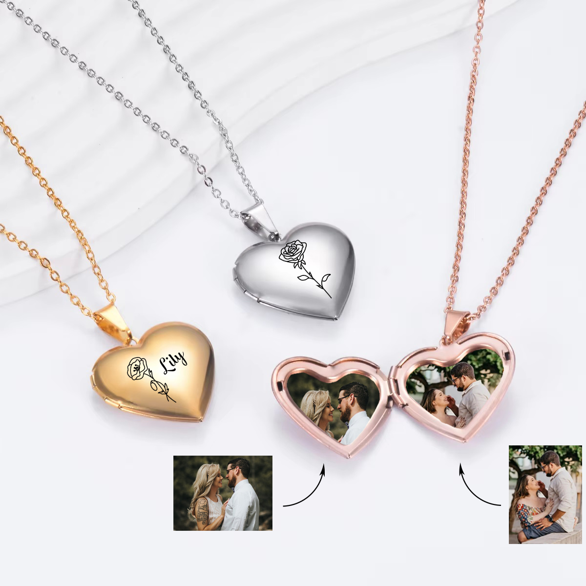 Custom Personalized Heart Birt - Birth Flower Necklace avaliação e preço