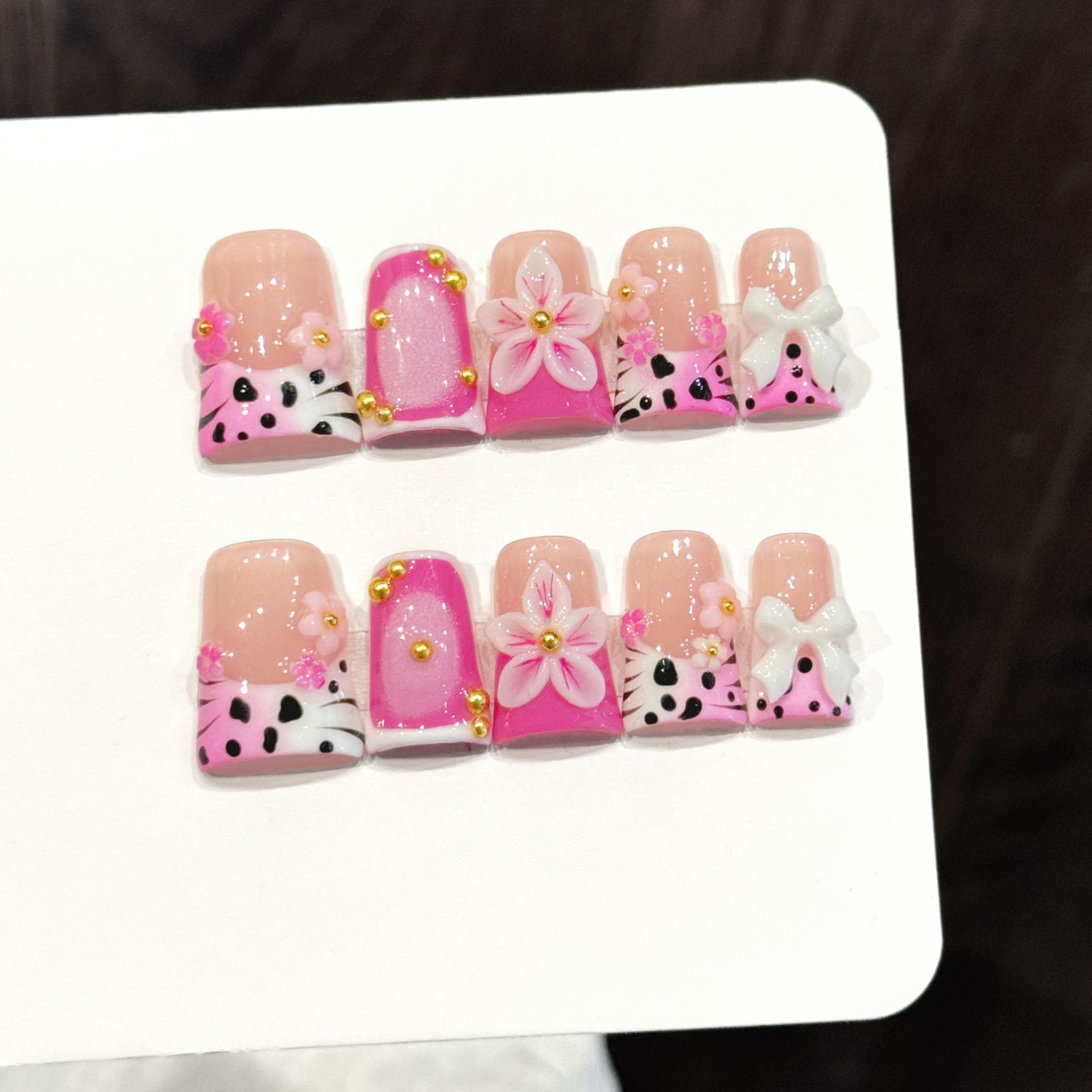 10pcs Ocean Style Fake Nails D - Pressed Flower Art avaliação e preço