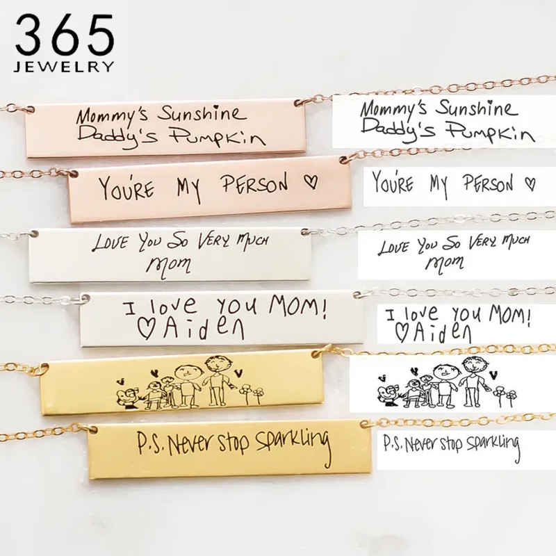Custom Handwriting Name Bar Pe - Handwriting Necklace Bar avaliação e preço