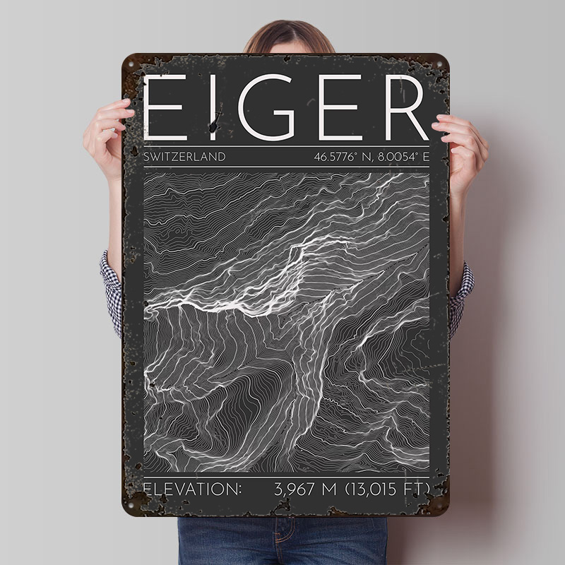 Eiger Mountain Topographic Con - Custom Map Poster avaliação e preço