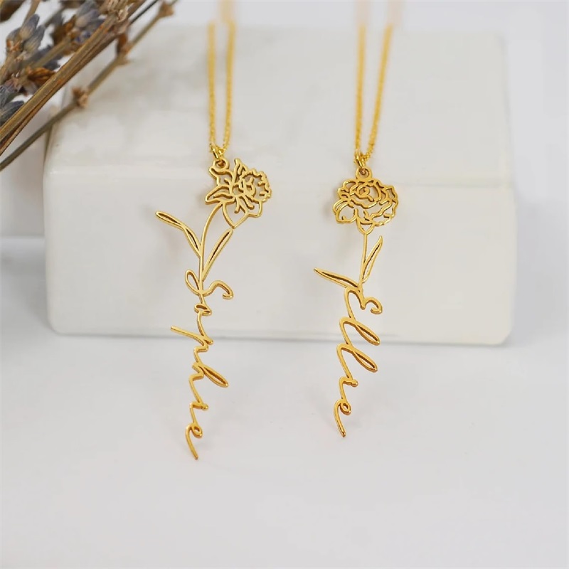Personalized Birth Flower Name - Birth Flower Necklace avaliação e preço